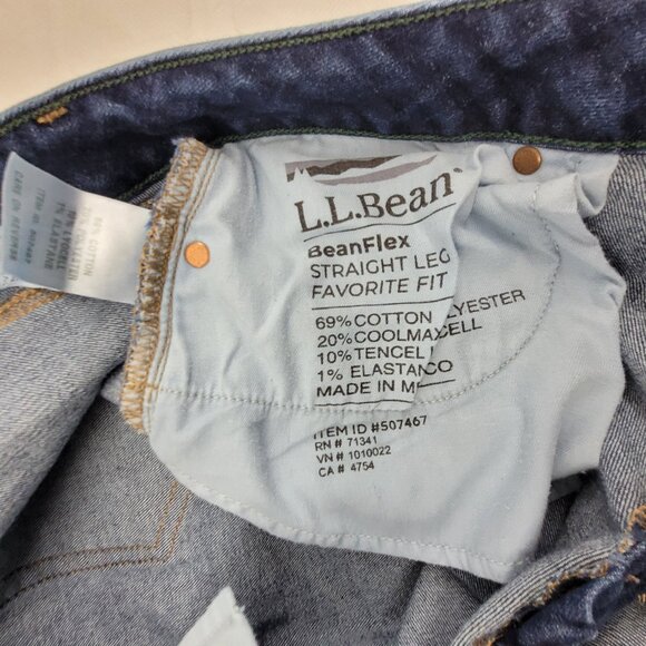 LL Bean Jeans Womens 14 Tall Blue Bean Flex Straight Favorite Fit Denim 32X32 - Picture 4 of 12